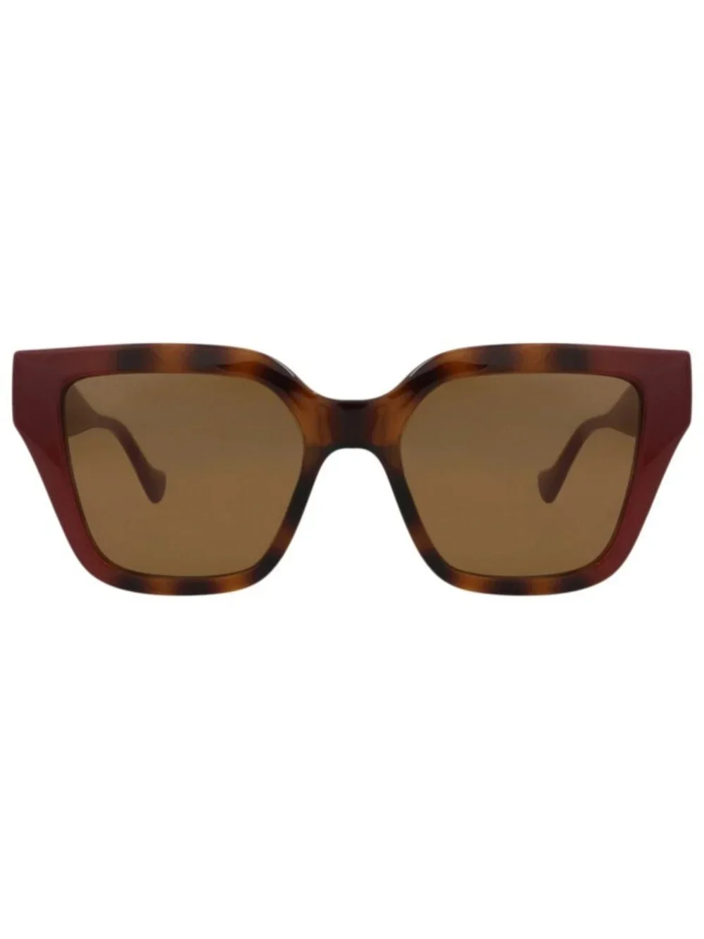 New Gucci Women's Sunglasses Square Rectangle Injection Frame Havana Burgundy